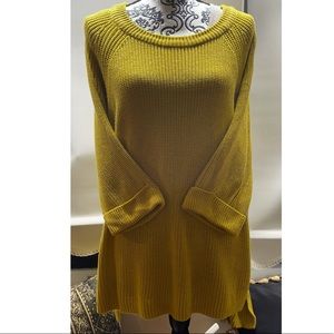 Mote Yellow Mustard Knit Sweater Large Oversized